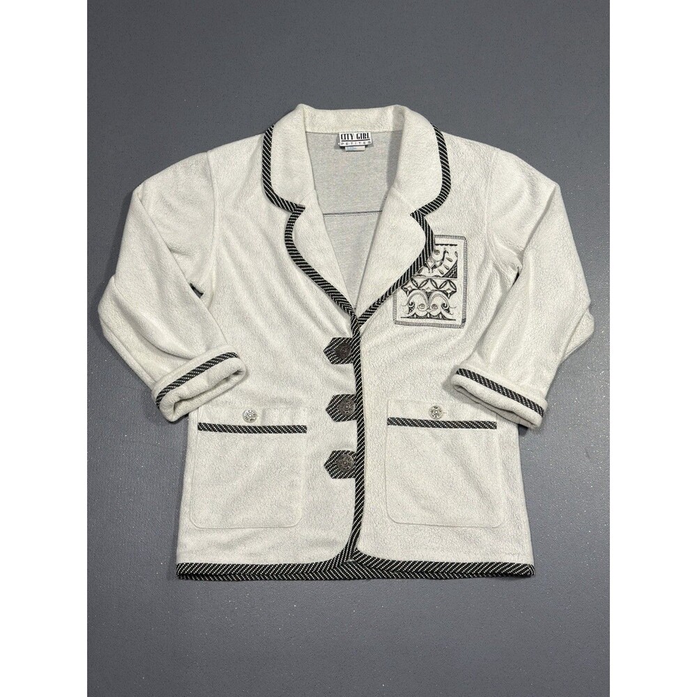 Vintage 90s City Girl Petites Fleece Jacket Medium USA Made Southwestern Tribal